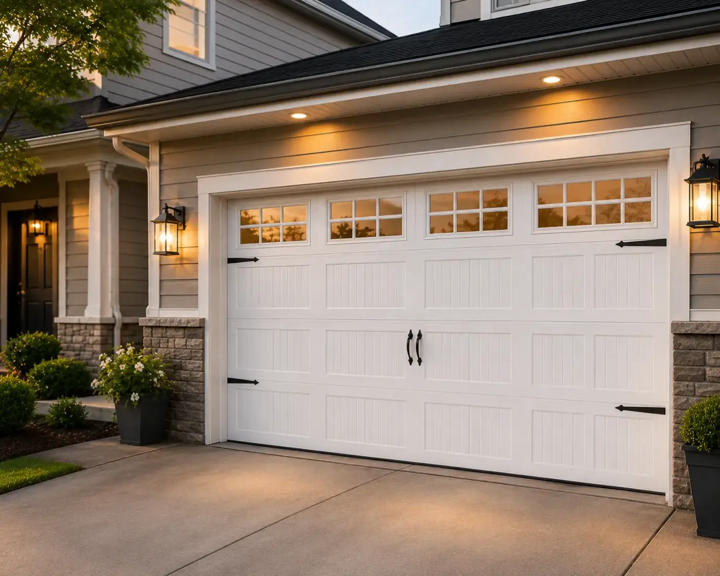 New insulated carriage style garage door installed in Scotts Mill, Apex NC