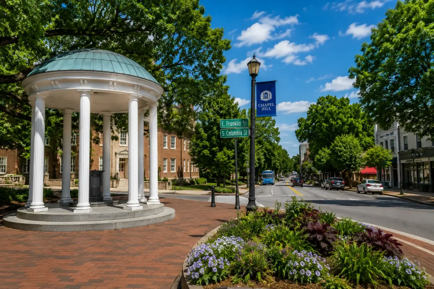Chapel Hill NC town centre — garage door repair and installation service area
