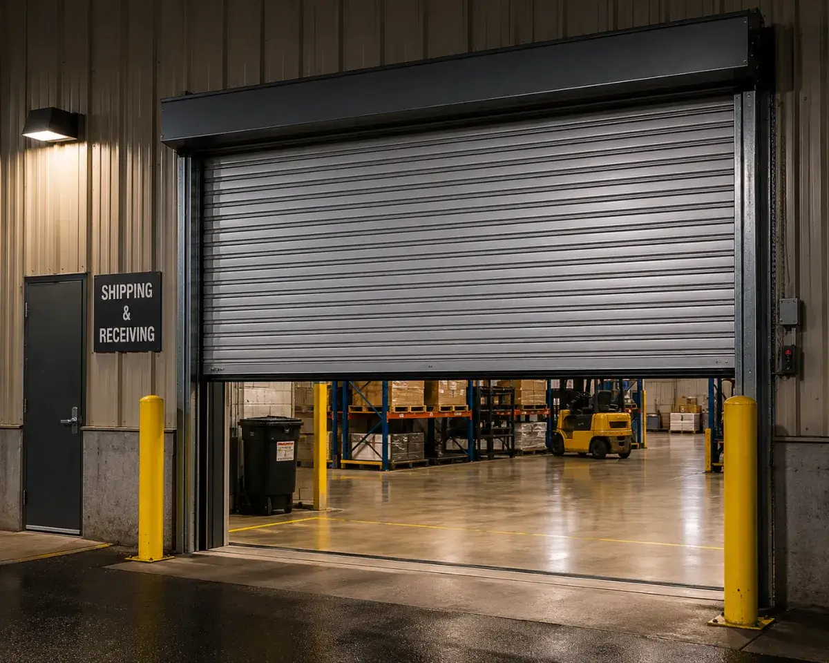 Commercial rolling steel garage door installed at an RTP / Morrisville NC facility