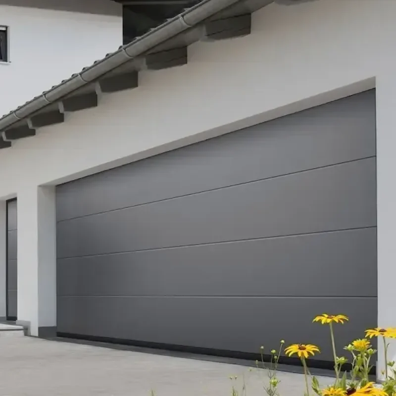 Modern new garage door installed on a residential home in Durham NC with clean design and smooth finish